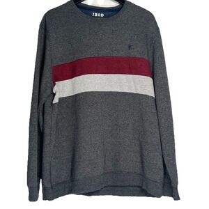 Izod Advantage Performance Men's Pullover Crewneck Sweatshirt L Gray Fleece